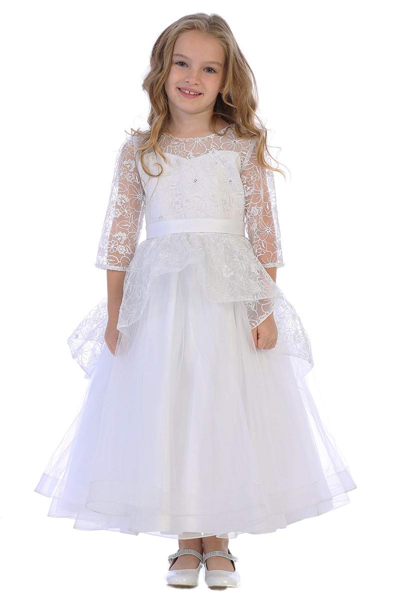 First Communion Dresses for Girls Age 7-16 | Holy White 1st Communion Gown | Flower Girl Dress for Church Ceremony | Perfect for Baptism, Easter & Special Religious Occasions