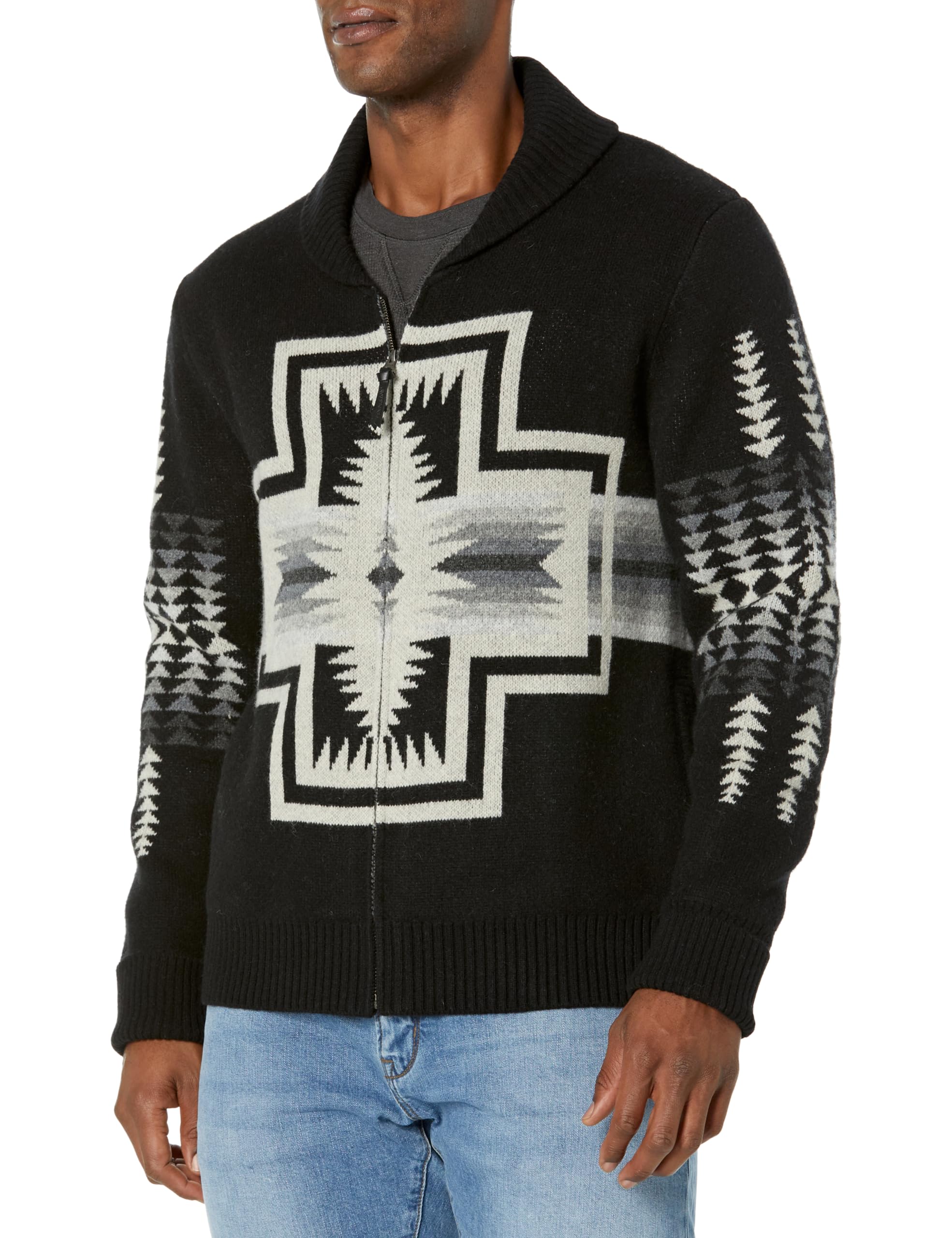 PENDLETON Men's Harding Zip Lambswool Cardigan Sweater - Warm Winter Wool Pullover for Casual Wear & Outdoor Activities