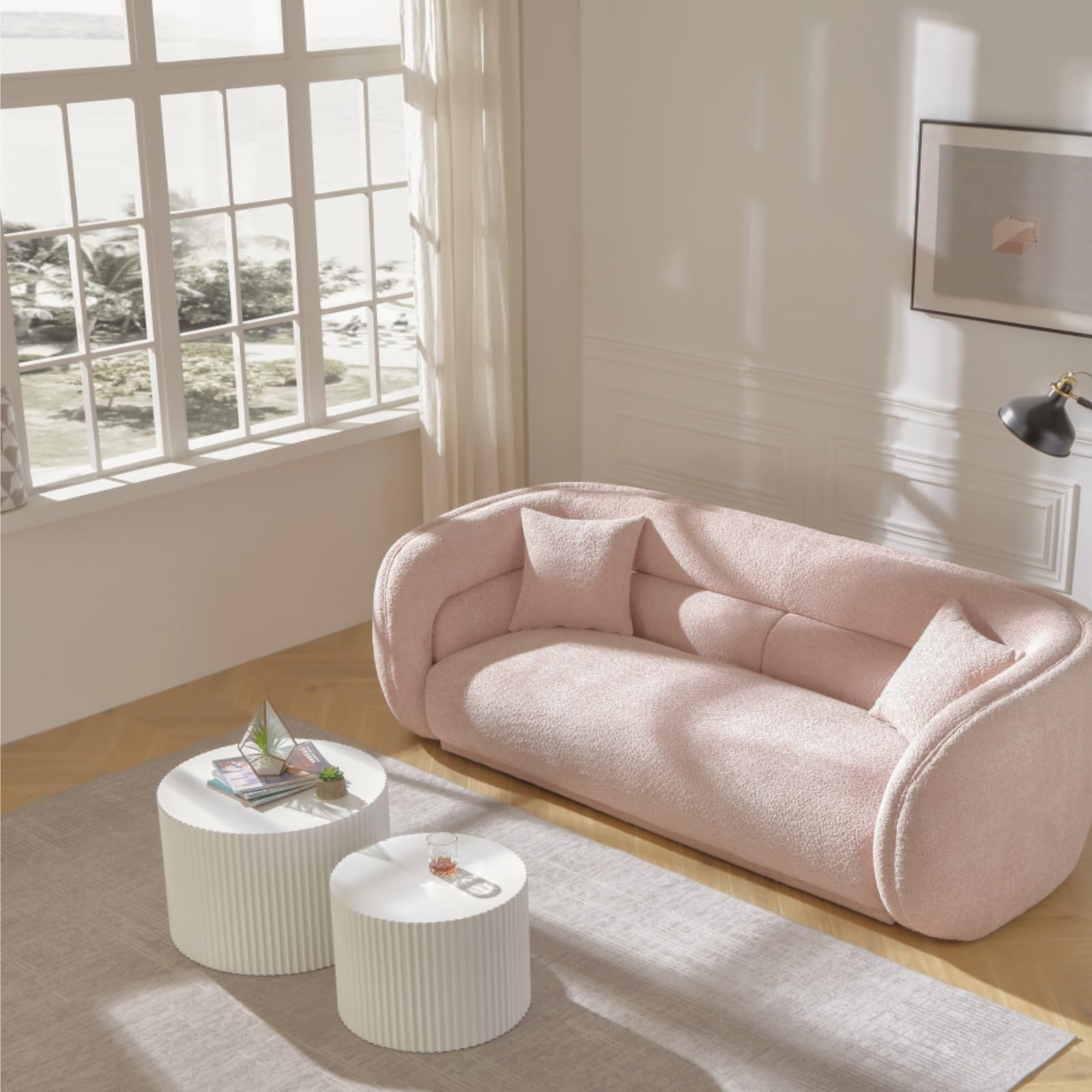 Modern White Round Wooden Coffee Table Set of 2 - Nesting Side & End Tables for Living Room, Bedroom, Office - Space-Saving Accent Furniture for Small Spaces