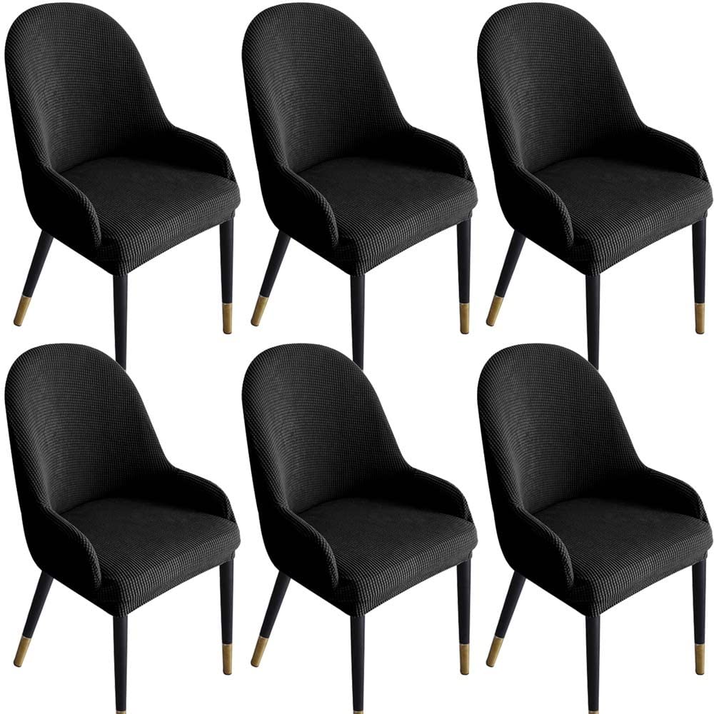 Mid Century Modern Chair Slipcover - 6PCS Stretchable Plastic Dining Chair Covers for Lounge, Hotel & Home Use - Armless Shell Chair Protector (Black) | Perfect for Dining Rooms, Restaurants & Office Spaces