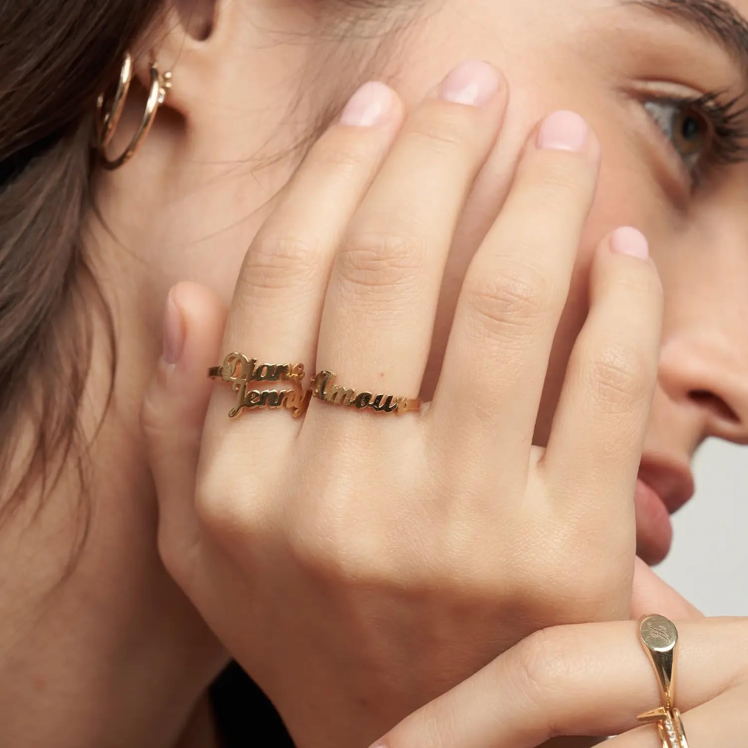 Oak & Luna Custom Name Rings - Personalized Couple Rings in Sterling Silver or Gold Plating - Engrave 1-3 Names - Unique Jewelry Gift for Women, Wife, Mom - Perfect for Anniversaries, Weddings & Valentine's Day