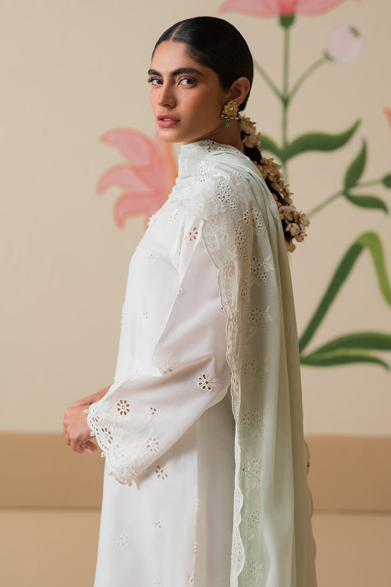 Floral Serenity 3-Piece Chikankari Suit Set - Elegant Indian Embroidered Kurti, Palazzo & Dupatta for Women | Perfect for Weddings, Festivals & Special Occasions