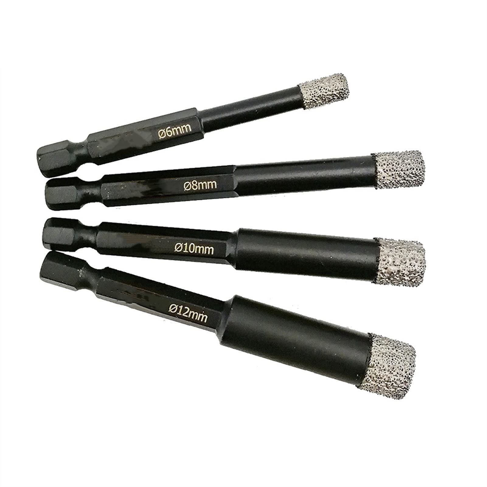 Diamond Drill Bit 6/8/10/12/14mm Vacuum Brazed Hole Saw for Granite, Marble, Ceramic Tile - Dry Cutting, Hex Shank (12mm) - Perfect for DIY Home Renovation & Stone Crafting