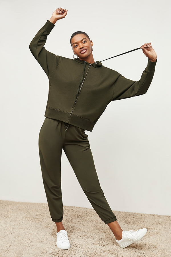 Delaney Jogger Pants for Women - OrigamiTech Stretch Olive Green Joggers | Comfortable Workout, Yoga, Lounge & Casual Wear