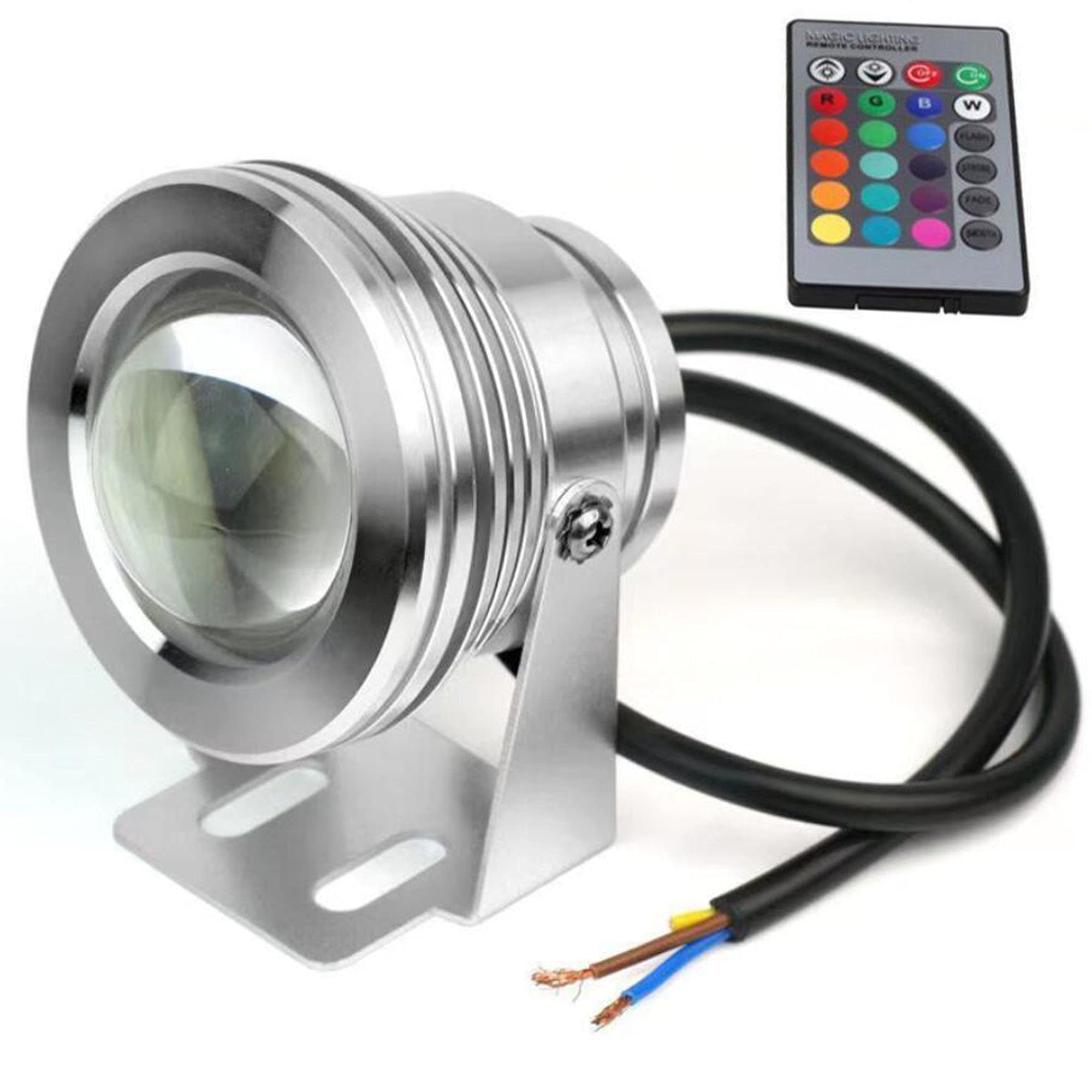 10W RGB LED Spotlight for Yard - Waterproof Outdoor Landscape Lighting with Remote Control & Dimmable Colors, US Plug (DC/AC 12V) - Perfect for Garden, Pool, Patio, and Pathway Illumination