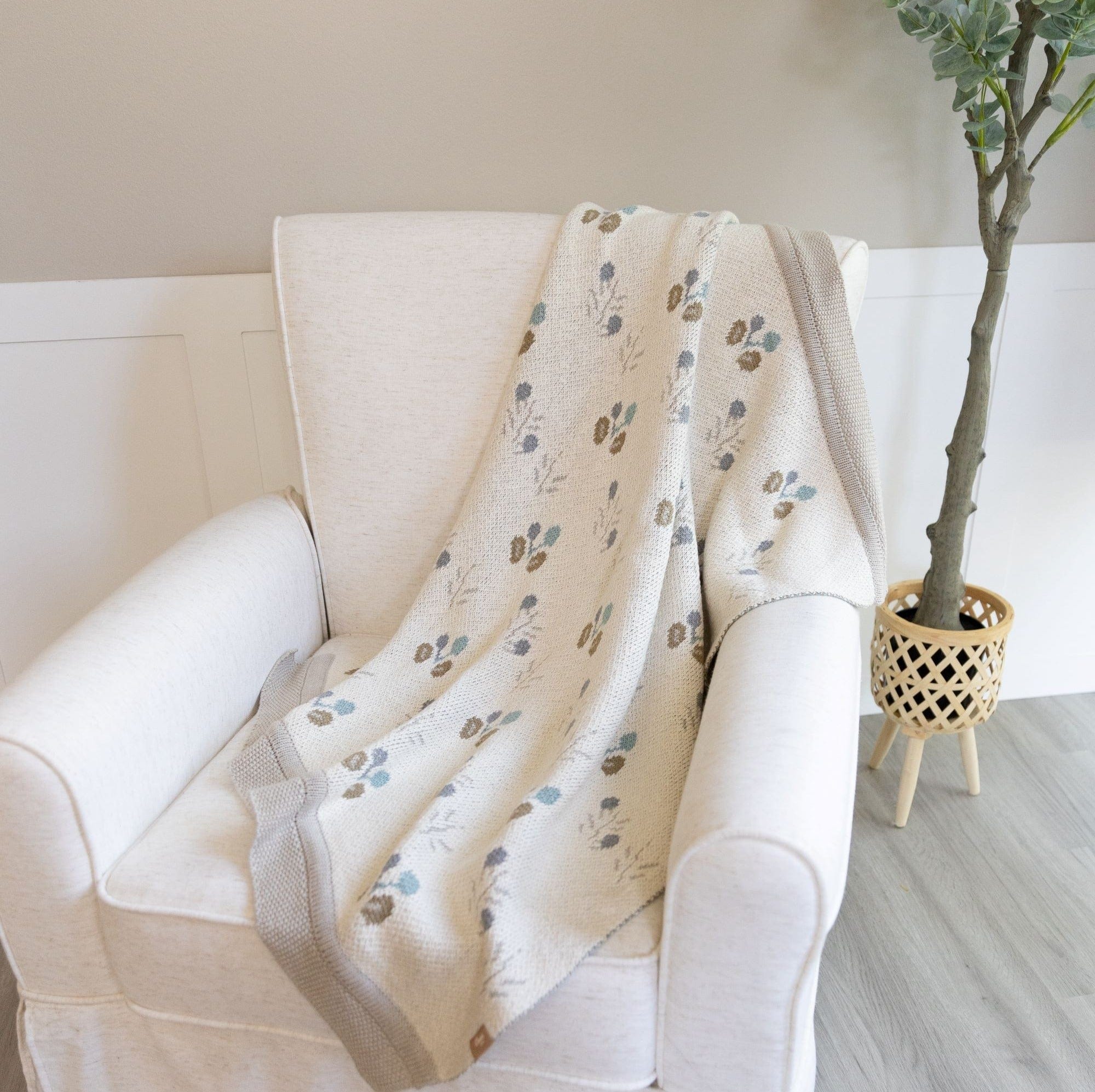 Organic Cotton Knitted Baby Blanket for Newborns & Infants - Soft Crane Baby Avery Blanket in Poppy Color - Perfect for Nursery, Swaddling & Stroller Use