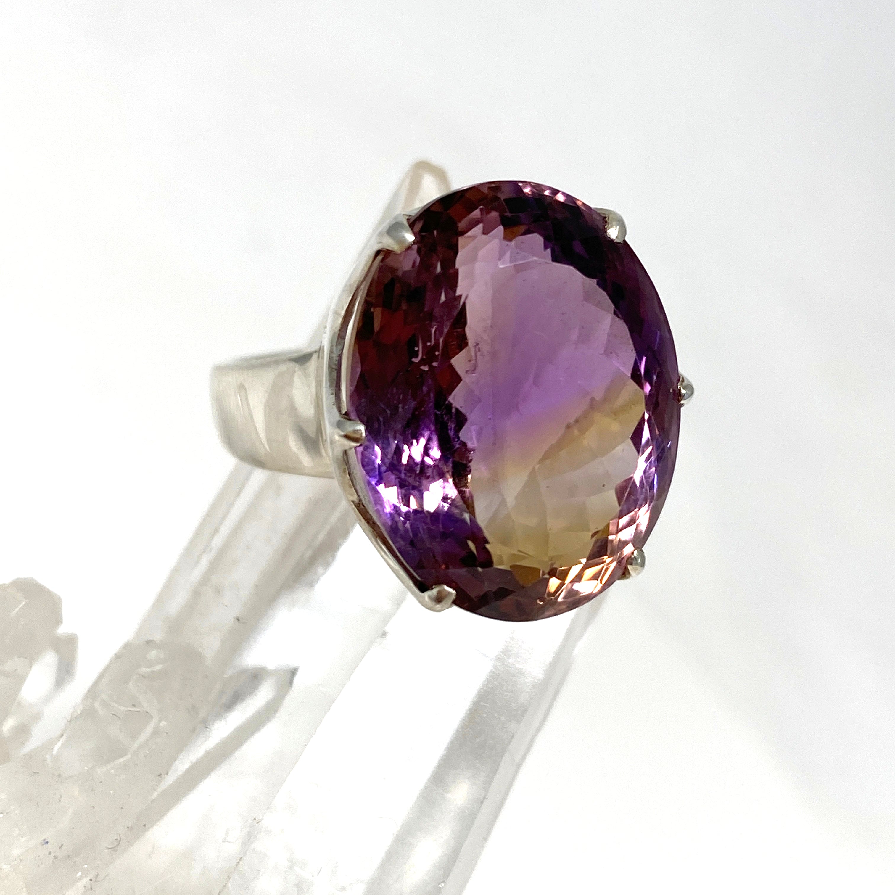 Ametrine Oval Faceted Ring - Size 8.5 - PRGJ487 - Elegant Jewelry for Women, Perfect for Weddings, Parties & Special Occasions