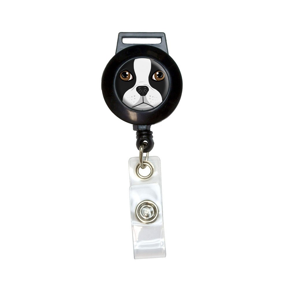 Boston Terrier Pet Lanyard - Retractable Dog Badge Holder with ID Card Clip | Perfect for Dog Walkers, Vets & Office Workers