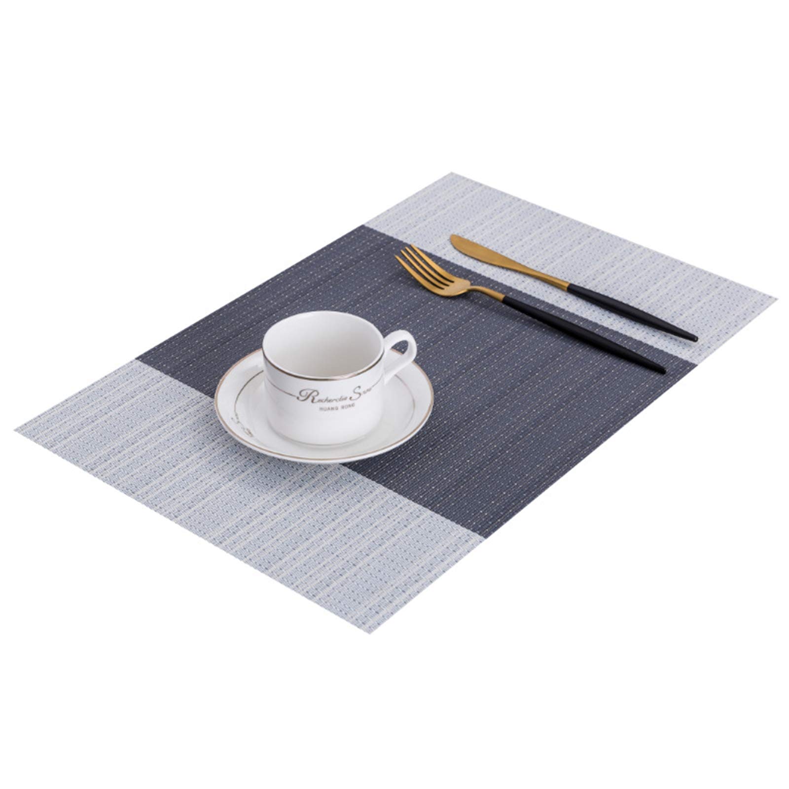 Daesar 6-Piece Heat-Resistant PVC Placemats Set - Non-Skid, Washable Table Mats in Grey & White for Dining, Kitchen, and Party Decor