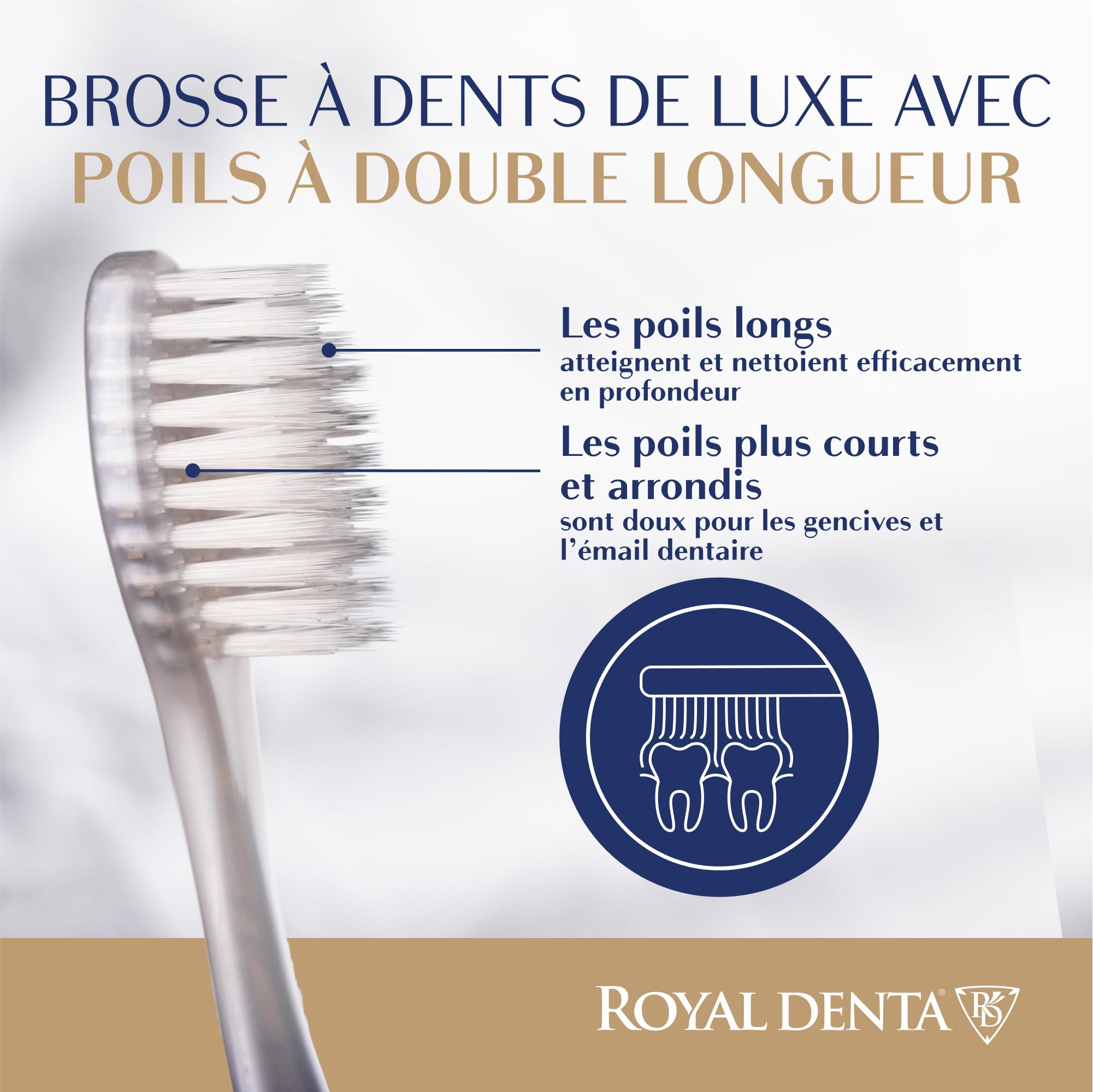Royal Denta Soft Nano Silver Toothbrush - Rose Gold | Gentle Bristles for Sensitive Teeth & Gum Care | Perfect for Travel, Daily Oral Hygiene & Eco-Friendly Lifestyle