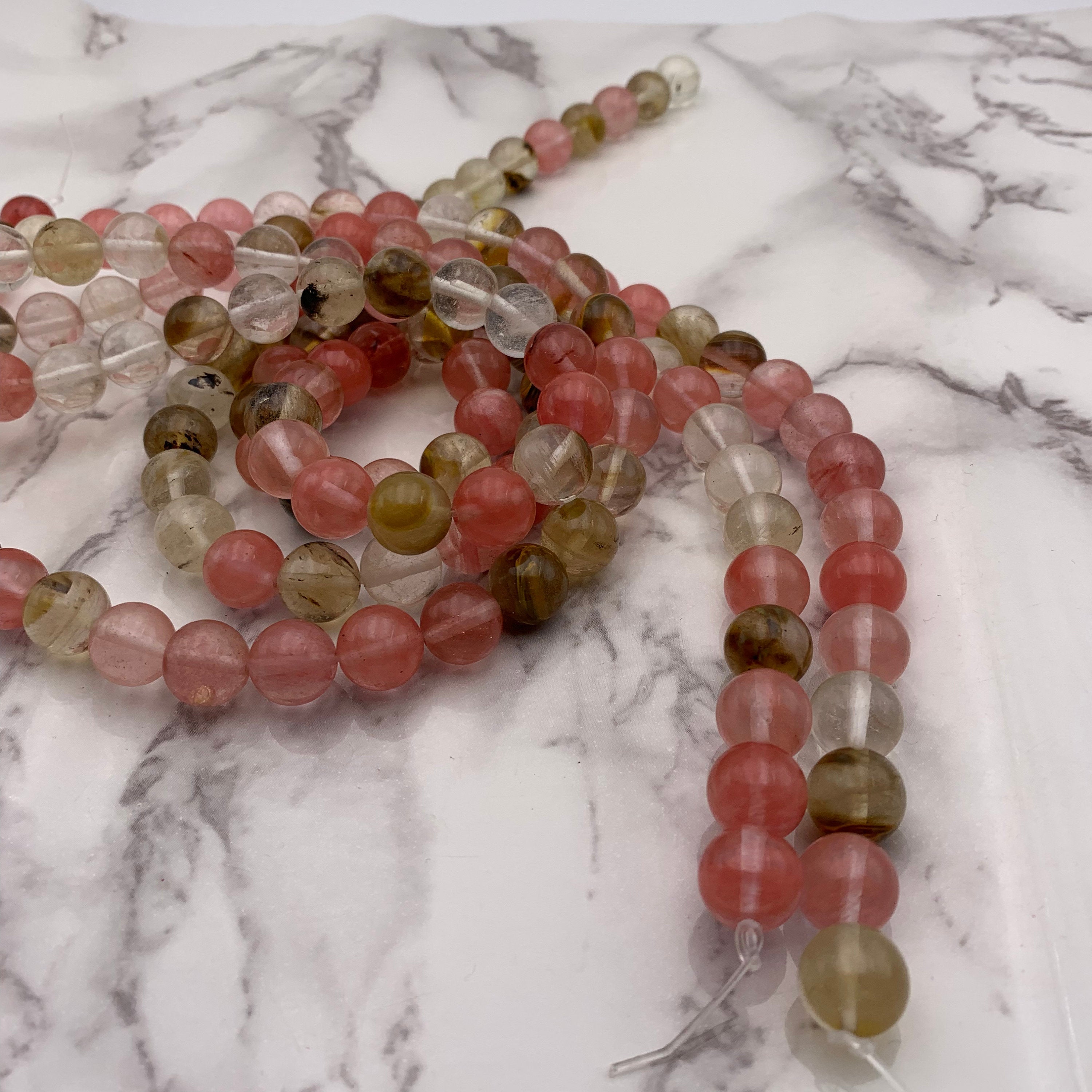 Natural Cherry & Fire Quartz Smooth Round Beads - 8mm, 10mm, 15.5