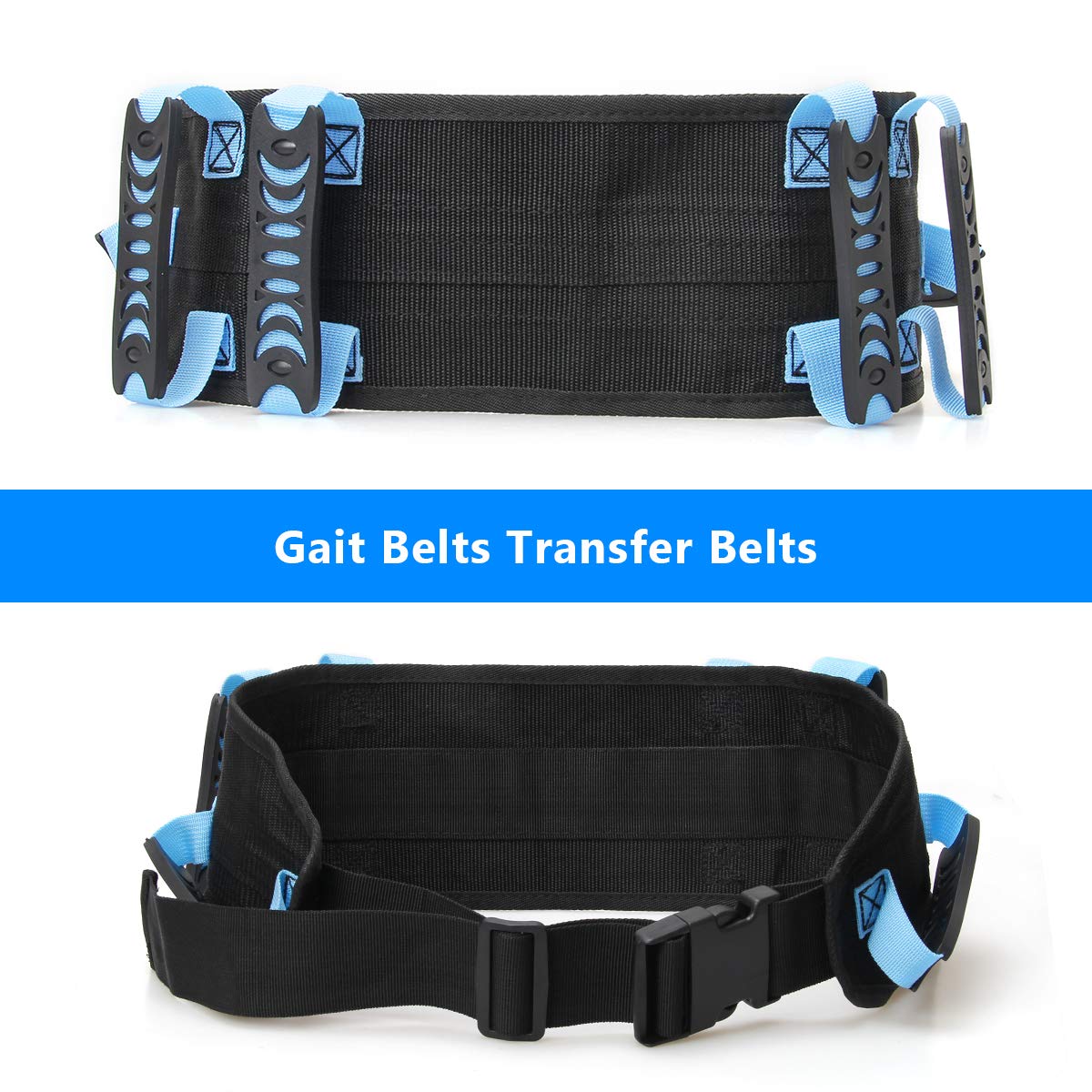 AHIER Adjustable Gait Belt with 6 Handles & Quick-Release Buckle - Heavy Duty Patient Transfer Belt for Elderly Care, Physical Therapy, and Mobility Assistance - Ideal for Home Use, Hospitals, and Nursing Facilities