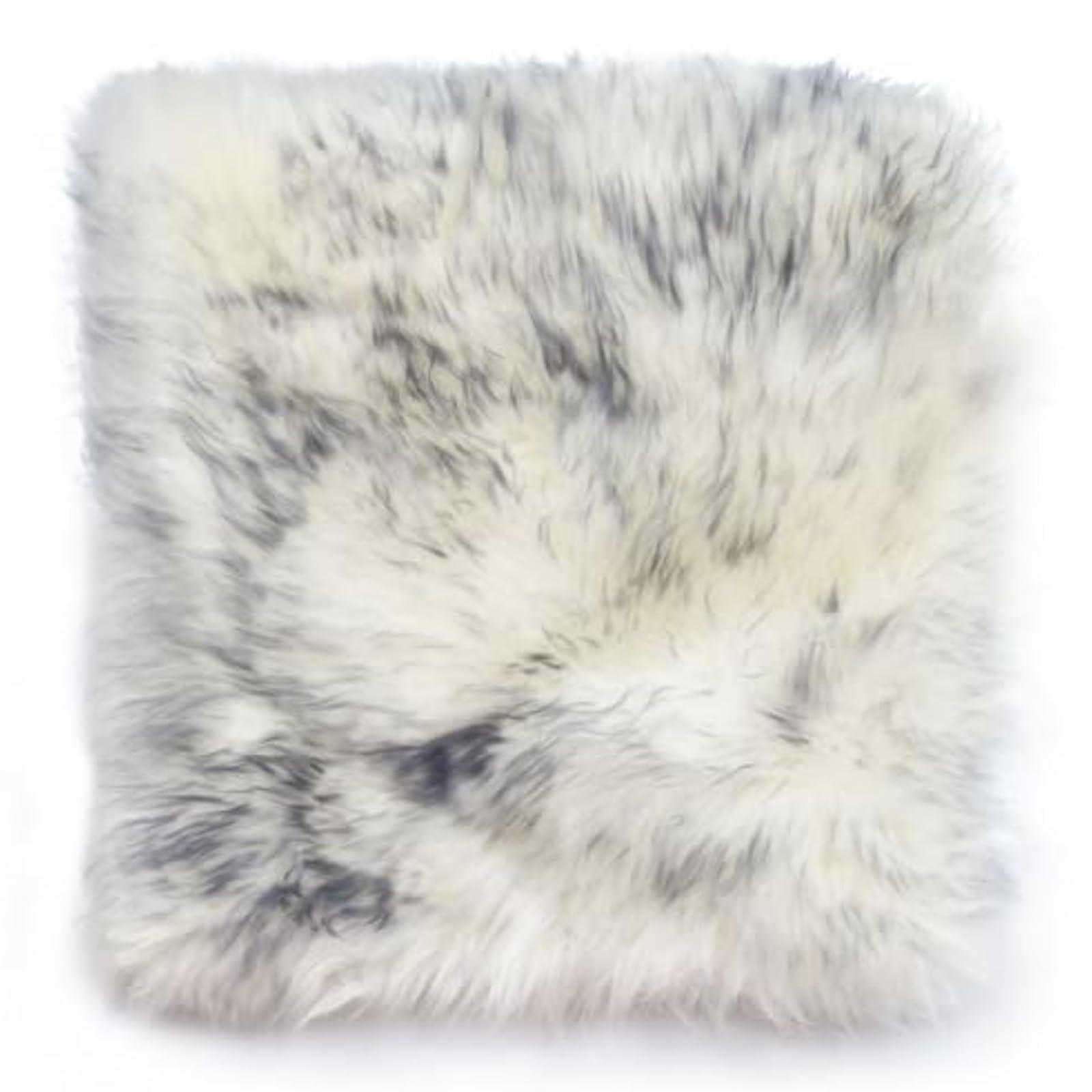 OKAYDA 18x18 Inch Natural Wool Sheepskin Chair Pad - Non-Slip Square Seat Cushion for Office Chairs, Dining Chairs, Car Seats & Sofas (Grey Tips) - Soft & Comfortable Home & Office Decor Accessory