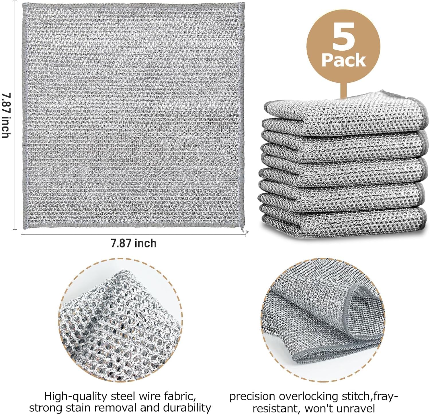 Shrux Premium Dishwashing Rags - Extra Strong Scrubbing & Cleaning Cloths for Kitchen Dishes, Sinks, Countertops, Stove Tops | Easy Rinse Steel Wire Dish Cloth | Scratch-Free Powerful Cleaning Wipes for Utensils & Bathroom | Ideal for Daily Kitchen Cleaning & Tough Stain Removal