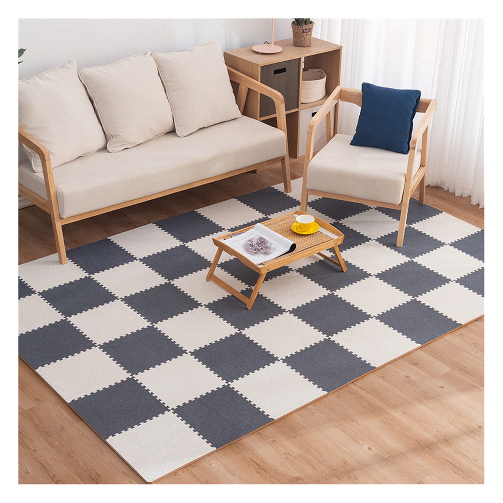 16-Piece Interlocking Foam Floor Mats for Kids - Non-Slip Puzzle Play Mats, Soft Plush Carpet Tiles for Baby Crawling & Toddler Play Area - 12x12 Inch (60x60x1cm) Anti-Fall Playmat - Perfect for Nursery, Daycare, Playroom & Home Gym Floor Protection