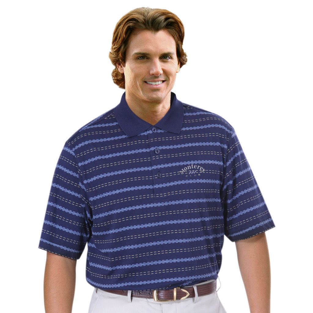 Premium Men's Cotton Blend Striped Polo Shirt - Breathable & Comfortable Casual Shirt for Golf, Office & Summer Wear - Monterey Club #1127