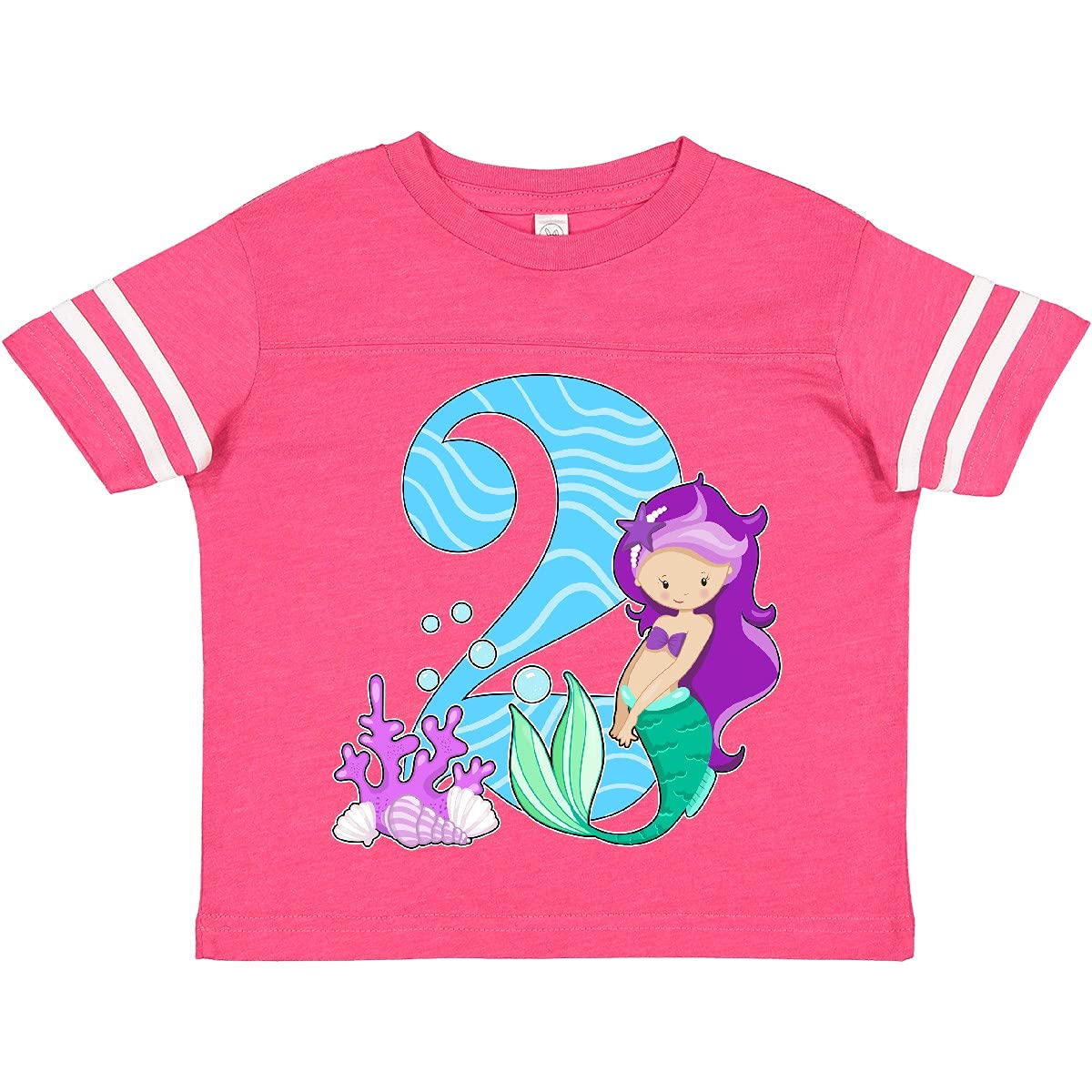 Inktastic Second Birthday Mermaid Toddler T-Shirt - Cute 2 Year Old Girls Outfit for Birthday Party & Beach Vacation