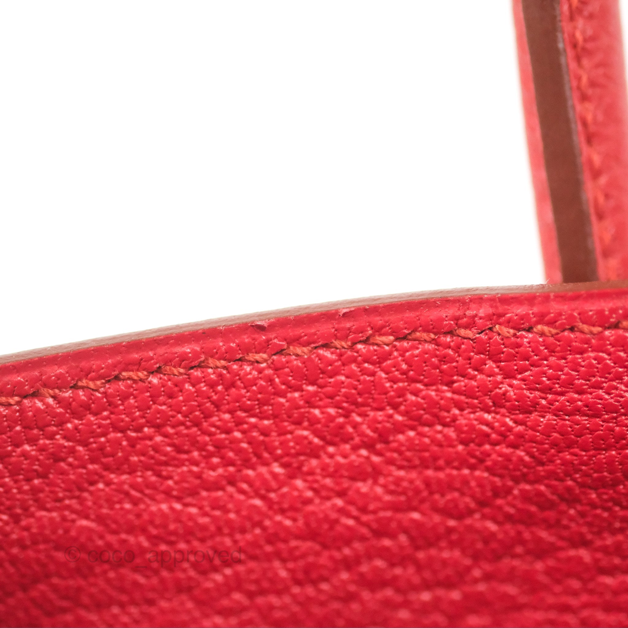 Hermes Birkin 25 Togo Leather Handbag in Rouge Vermillon with Gold Hardware - Luxury Designer Purse for Women, Perfect for Work, Travel & Special Occasions