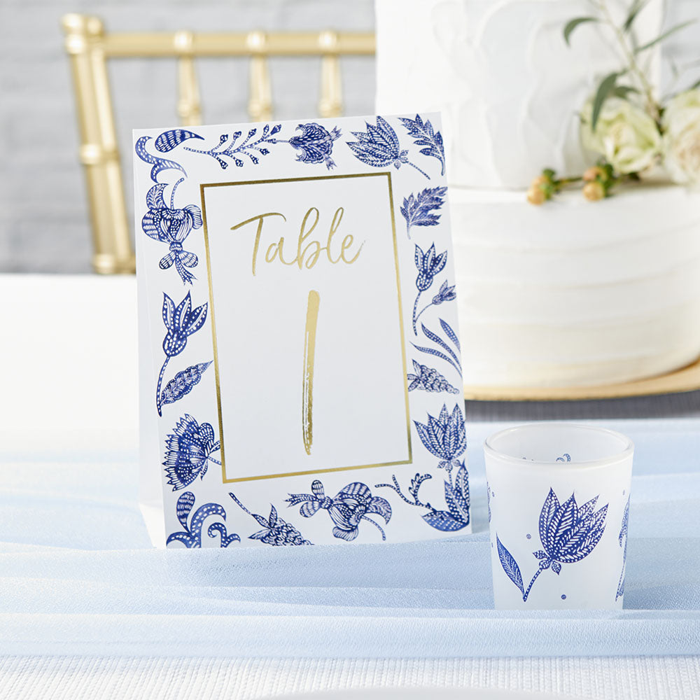 Blue Willow Wedding Table Numbers Set of 1-25 - Elegant Table Cards for Wedding Reception, Bridal Shower, Anniversary & Special Events