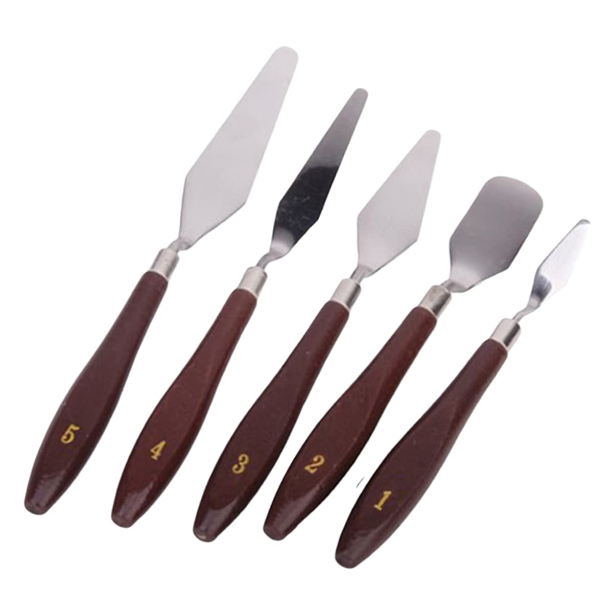 Balacoo 5-Piece Stainless Steel Artist Spatula Set - Wood Handle Painting Knives for Oil Paint Mixing, Texturing & Applications - Perfect for Canvas Art, DIY Crafts & Professional Studio Use