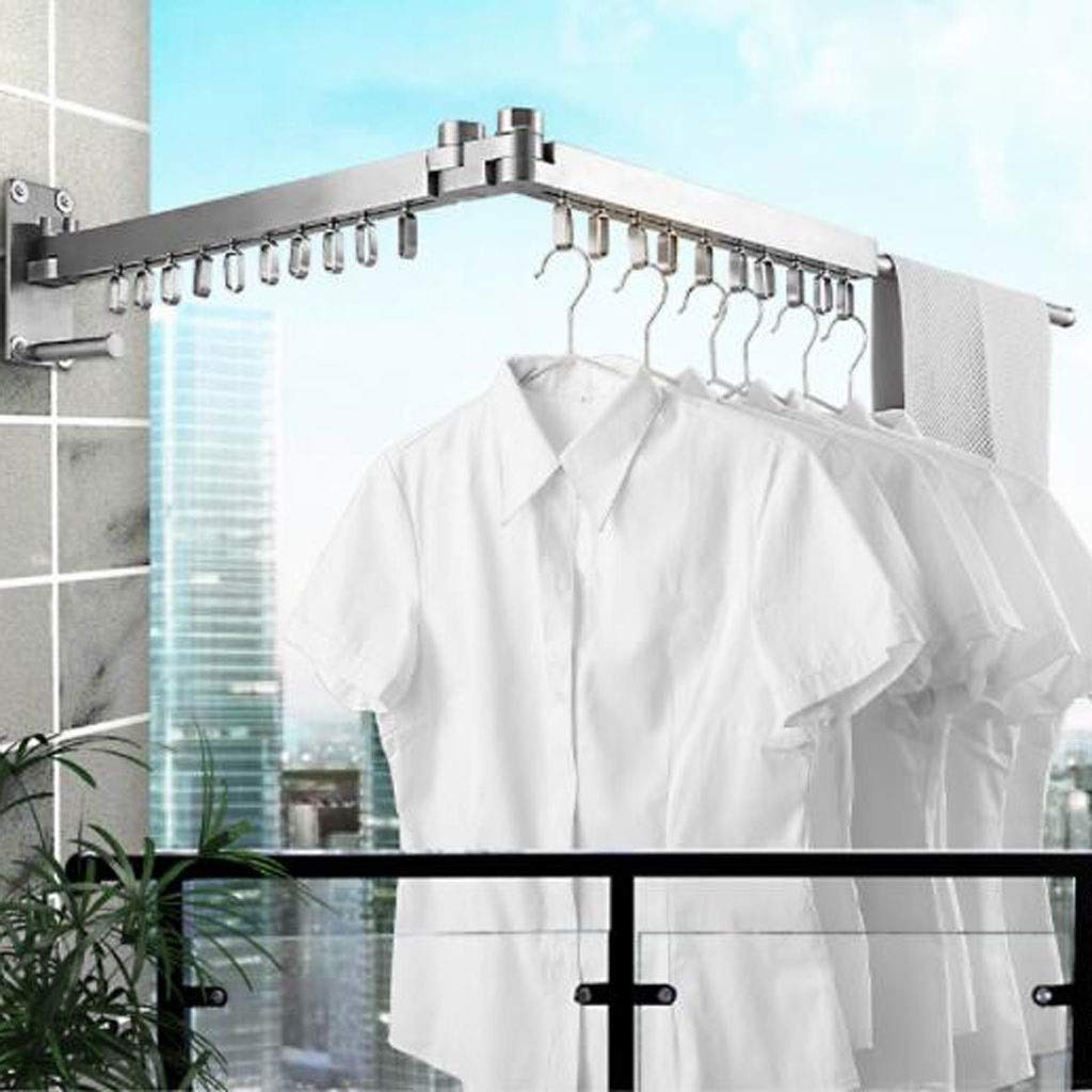 Stainless Steel Wall Mounted Folding Clothes Dryer Rack - Extendable Space Saving Laundry Airer for Bathroom, Towel & Rag Hanger - Perfect for Small Apartments, Dorms & RVs