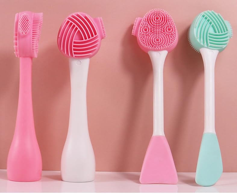1PC Silicone Face Cleansing Brush - Mini Handheld Deep Pore Cleaner, Lip Brush & Makeup Remover Tool for Gentle Facial Massage & Exfoliation | Perfect for Daily Skincare Routine & Travel Beauty Essentials