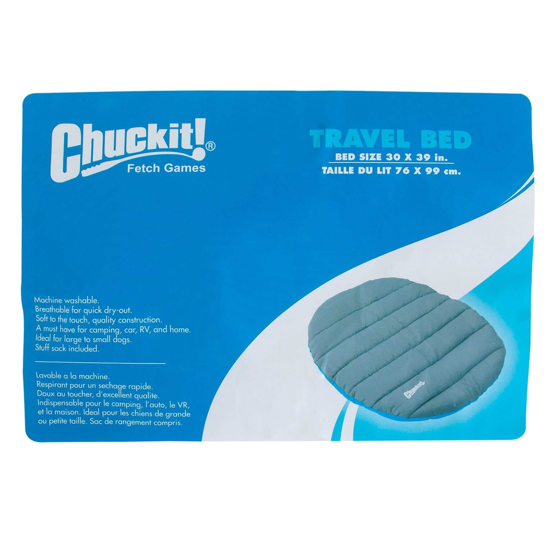 Chuckit! Ultra-Soft Travel Pillow Bed for Dogs - Portable & Washable Pet Bed for Car, Airplane & Home Use - Perfect for Small to Medium Dogs
