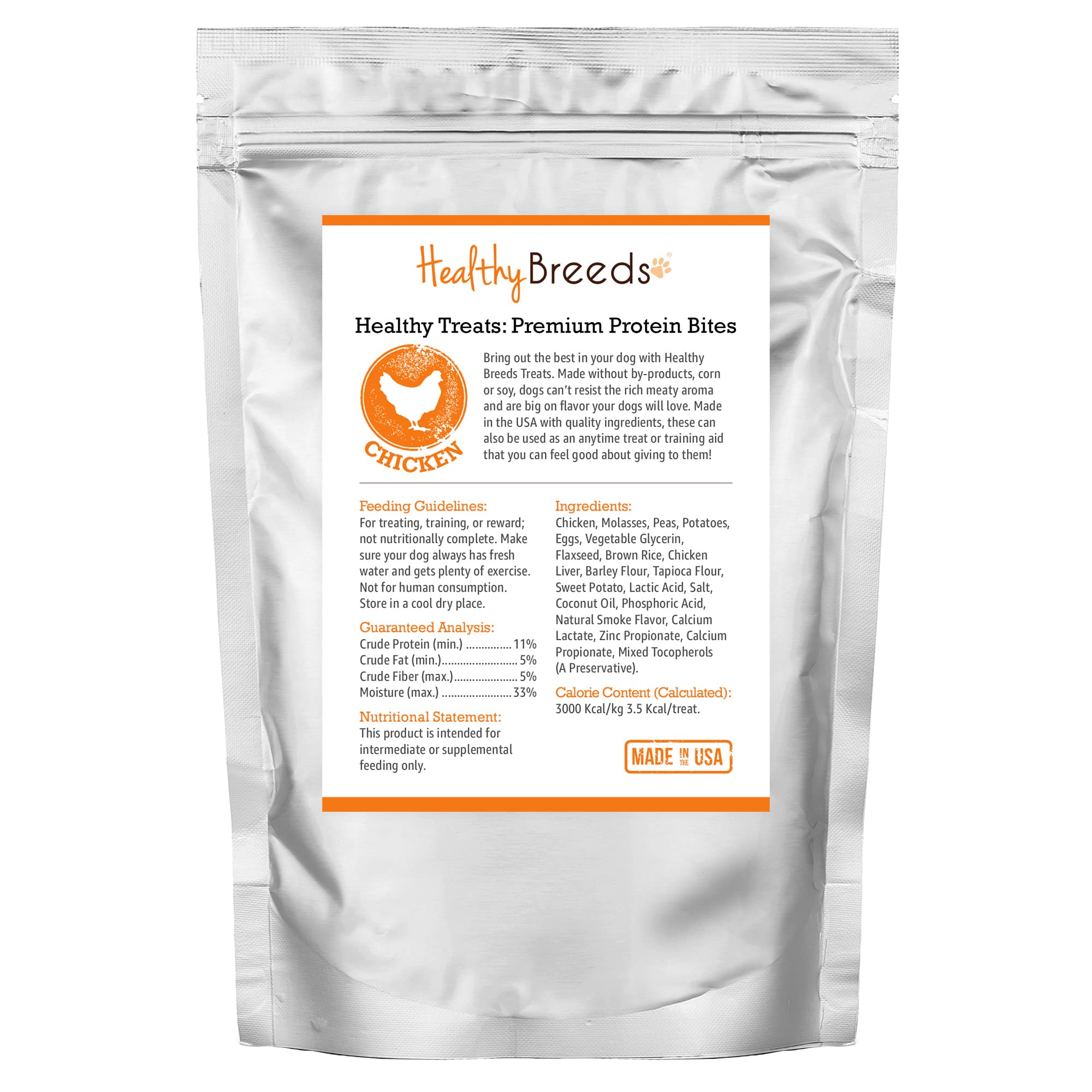 Healthy Breeds Premium Protein Bites Chicken Dog Treats for American Staffordshire Terrier - 10 oz | All-Natural Training Rewards & Dental Chews for Medium to Large Dogs | Perfect for Obedience Training, Positive Reinforcement & Teeth Cleaning