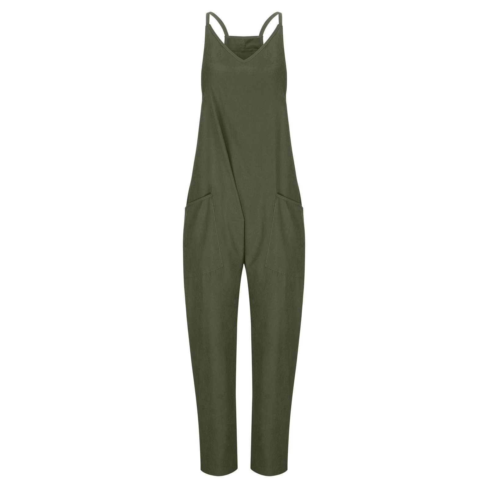 Women's Summer Sleeveless Romper with Pockets - Casual Jumpsuit for Beach & Travel