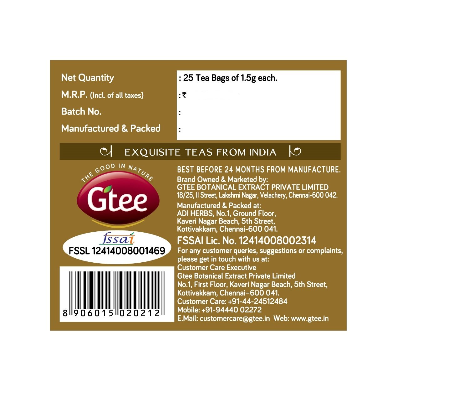 Premium GTEE Green Tea Bags with Ginseng - 25 Count | Antioxidant-Rich Herbal Tea for Energy & Wellness | Perfect for Morning Boost, Afternoon Relaxation & Office Hydration