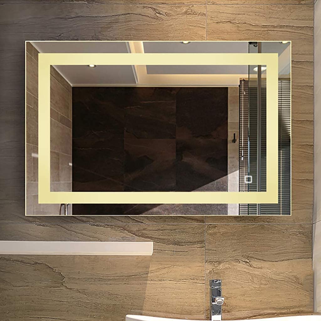 LED Anti-Fog Bathroom Wall Mirror with Touch Switch - 23.6