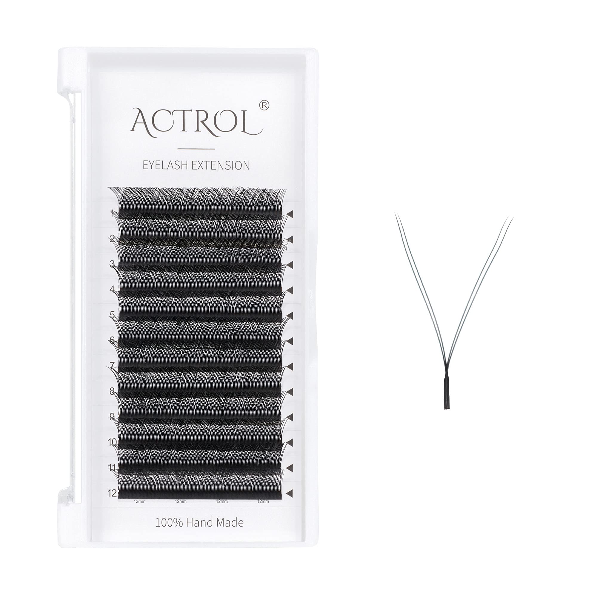 YY Eyelash Extensions - Black D Curl 0.07mm 12mm Volume Lashes | 4D Y-Shaped Premade Soft Fans for Easy Application | Perfect for Daily Wear, Special Occasions & Professional Makeup