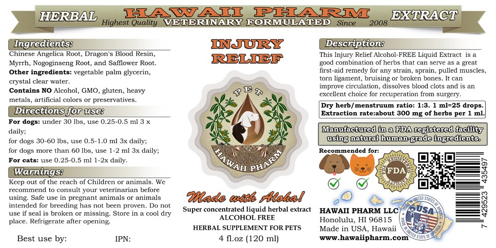 Veterinary Herbal Supplement for Injury Relief - Alcohol-Free Liquid Extract for Pets (15x4 oz) | Supports Healing & Recovery for Dogs & Cats