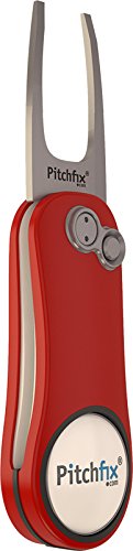 Pitchfix Hybrid 2.0 Golf Divot Tool - White & Red Golf Accessory for Repairing Ball Marks on Greens | Perfect for Golfers, Tournaments & Practice Sessions
