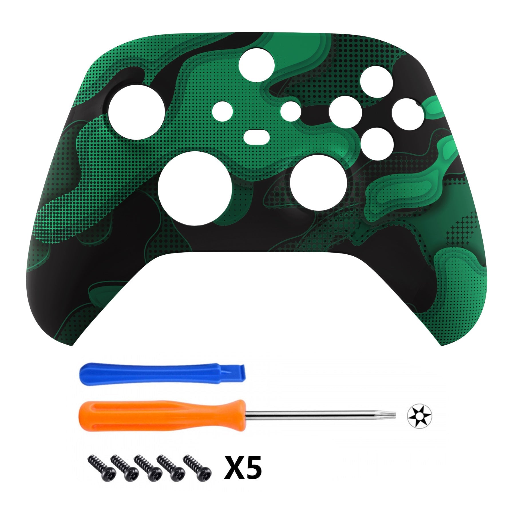 eXtremeRate Replacement Front Housing Shell for Xbox Series X & S Controller - Green Black Camouflage | Custom Gaming Controller Cover | Perfect for Gaming Enthusiasts & Streamers