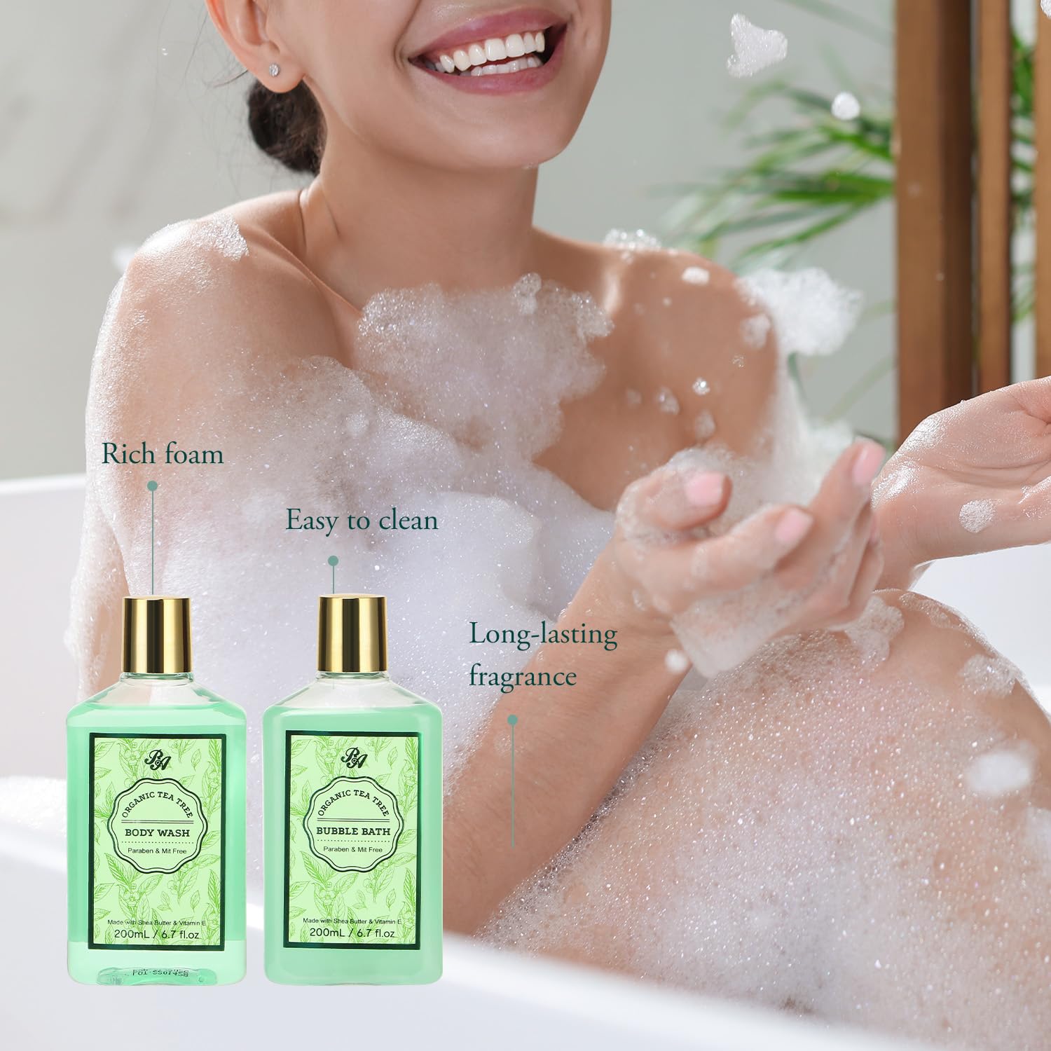 15-Piece Tea Tree Scented Spa Gift Set for Women - Includes Body Wash, Bubble Bath, Bath Soak & Manicure Set | Perfect Christmas, Birthday & Mother's Day Gifts for Her | Relaxing At-Home Spa Experience