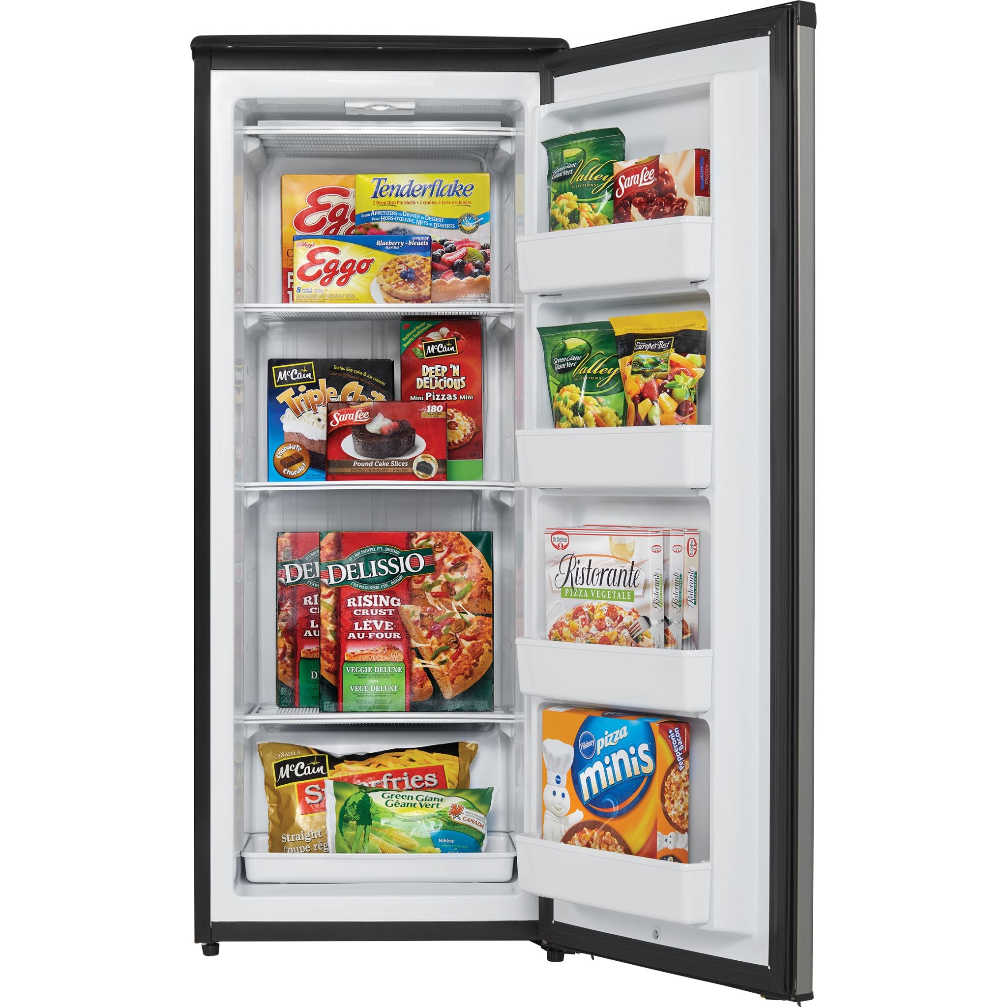 Danby Upright Freezer DUFM085A4BSLDD - 5.0 Cu Ft Stainless Steel Look Compact Deep Freezer for Home, Garage & Basement | Energy Efficient with Adjustable Shelves & Door Storage