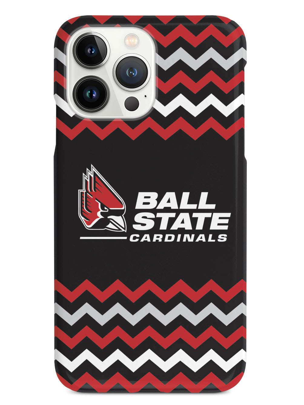 3D Textured iPhone 15 Pro Max Case - Shockproof Rubber Bumper Cover with Ball State Cardinals Chevron Design - Protective Phone Case for Apple iPhone 15 Pro Max (2023) - Perfect for Sports Fans, Students & Everyday Protection