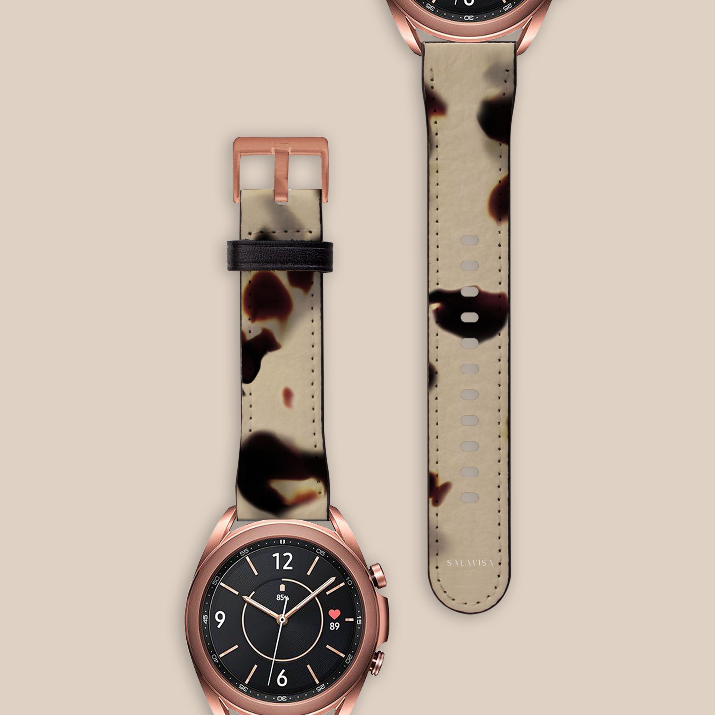 Premium Tortoise Créme Galaxy Watch Band for Samsung Galaxy Watch 4/5/6 - Stylish Durable Replacement Strap for Workouts, Office & Everyday Wear