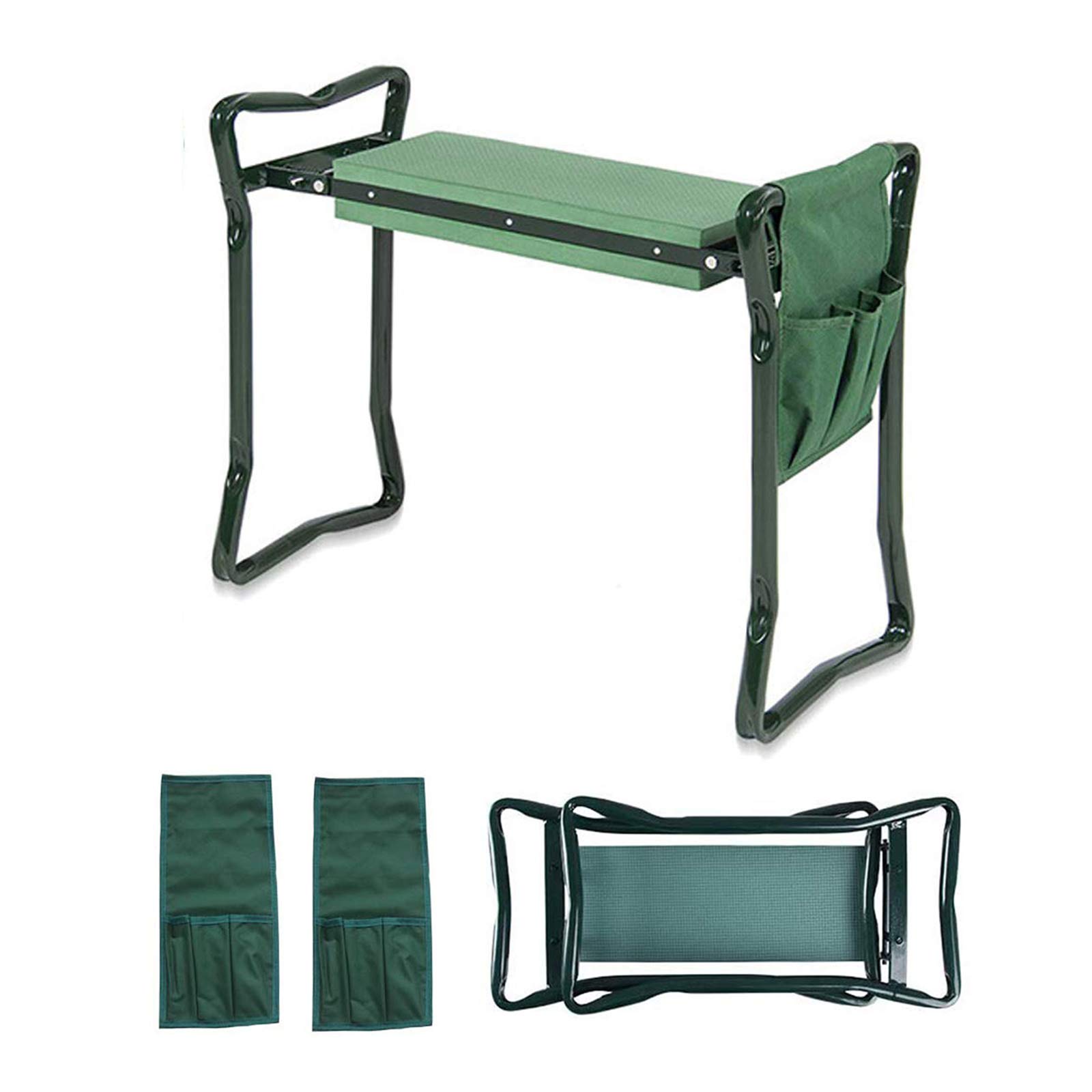 **YUEGOO Folding Garden Kneeler and Seat - Portable Garden Bench Stool with Tool Pouch & Kneeling Pad - Sturdy Gardening Tools for Planting, Weeding & Outdoor Work**