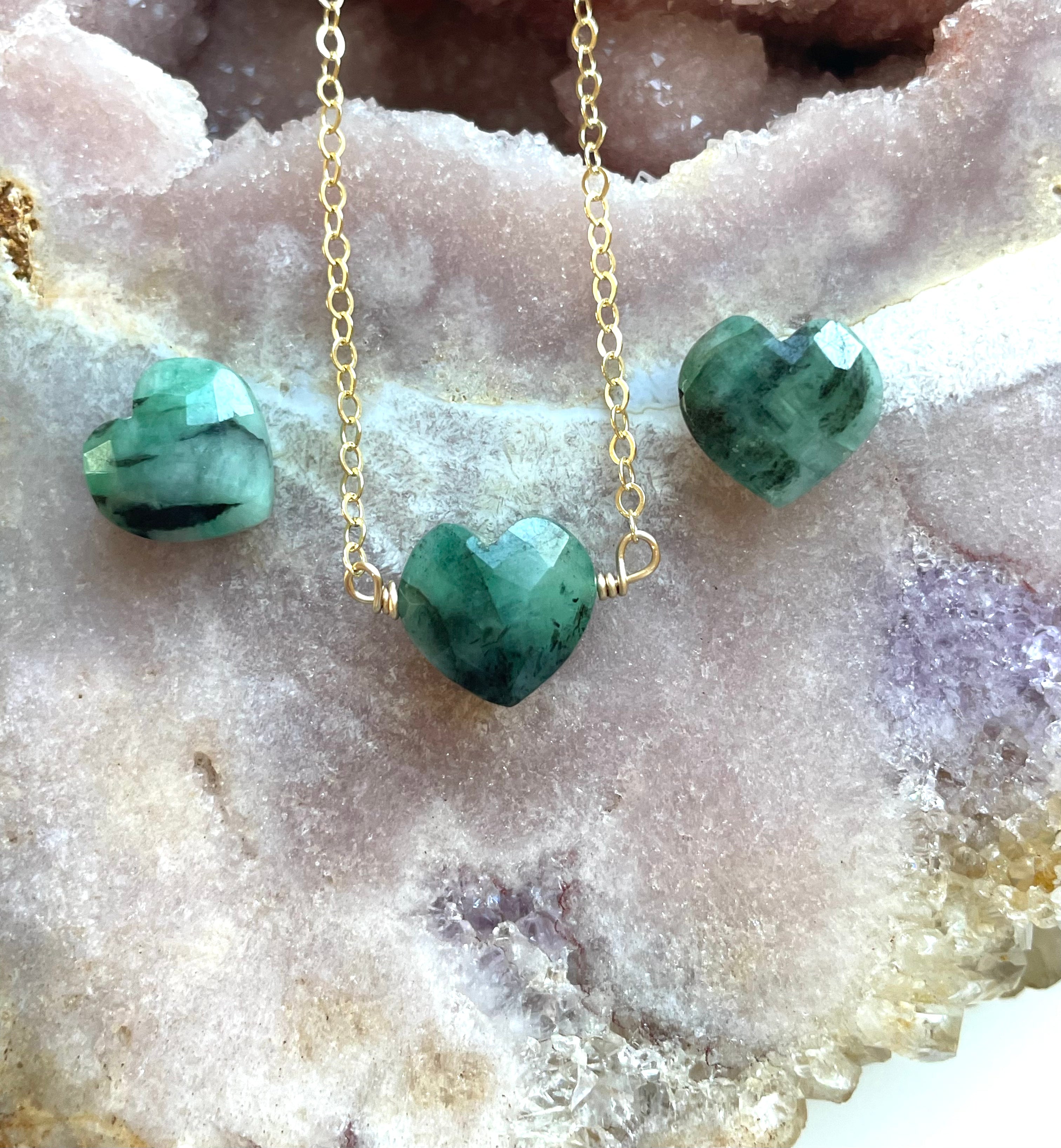 Emerald Heart Pendant Necklace - 14K Gold Plated Sterling Silver Jewelry for Women - Perfect Gift for Valentine's Day, Anniversary & Birthday - Elegant Necklace for Everyday Wear & Special Occasions