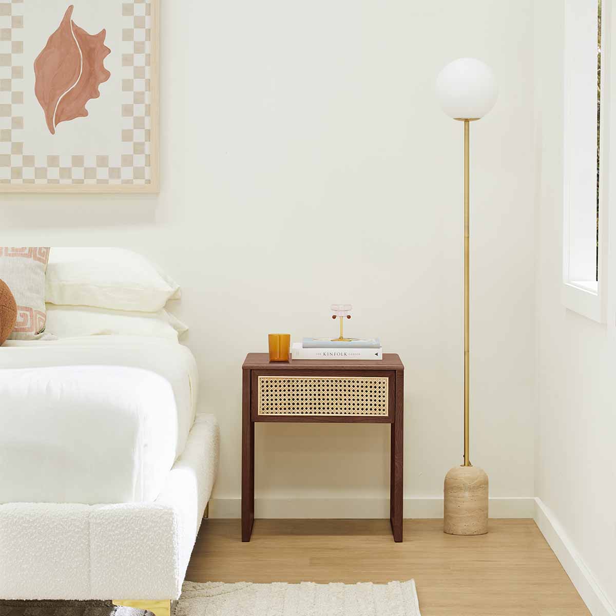 Rattan Bedside Table - Natural Woven Nightstand with Storage Shelf for Bedroom, Living Room, or Patio - Stylish and Durable Accent Table for Home Decor