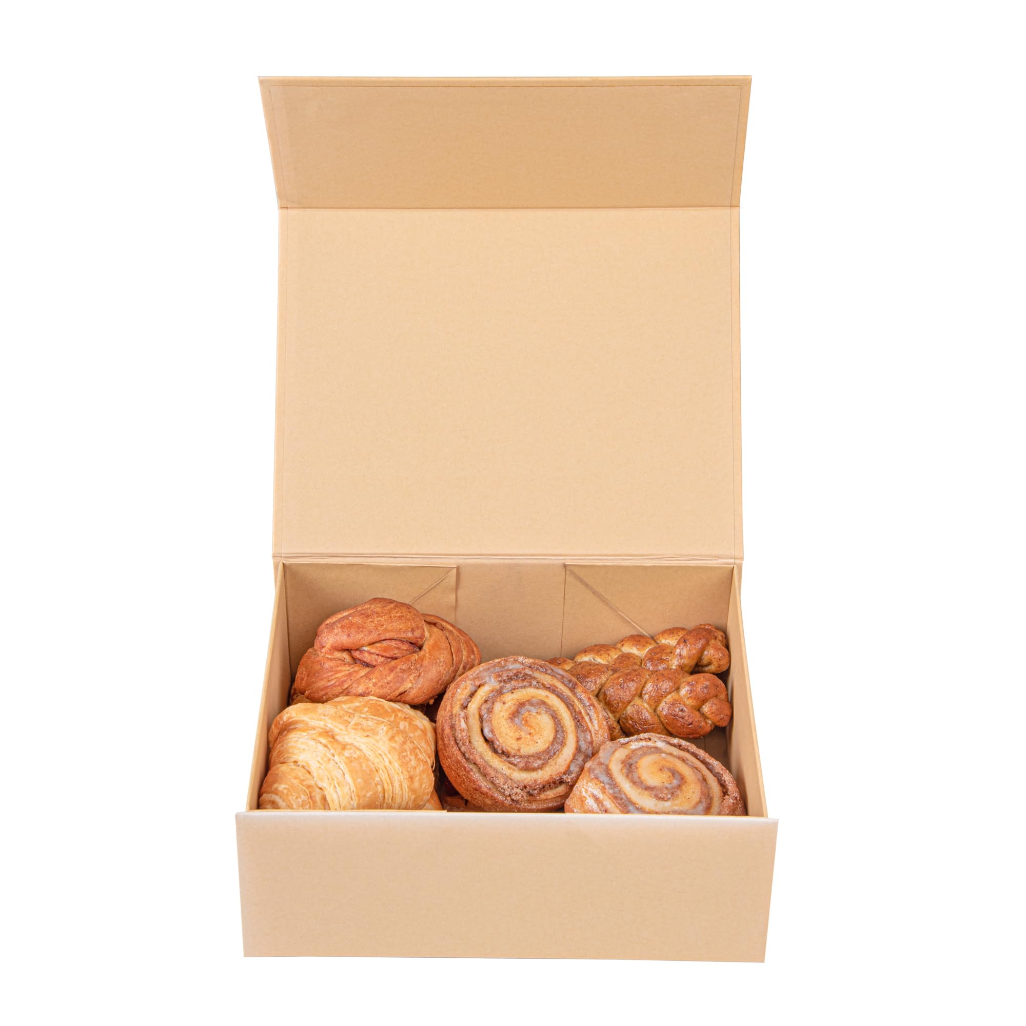 Restaurantware 10.5 x 8 x 4 Inch Magnetic Gift Boxes - Set of 10 Collapsible Kraft Paper Luxury Storage Boxes with Built-In Lid | Food Safe & Grease-Resistant | Perfect for Groomsman Gifts, Bridesmaid Proposals, Wedding Favors & Party Decorations