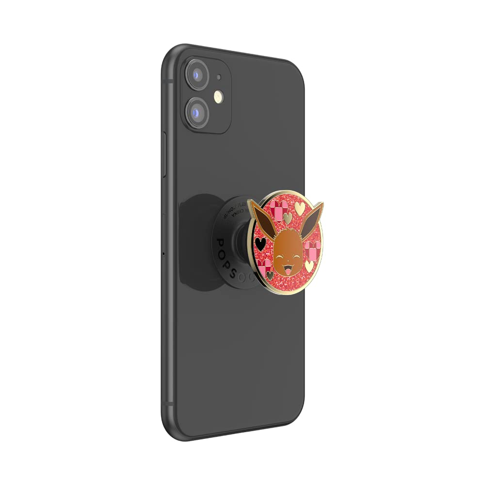 PopSockets PopGrip with Interchangeable Top - Pokémon Eevee XOXO Enamel Design - Phone & Tablet Stand, Grip Holder for iPhone, Samsung - Perfect for Gaming, Selfies, and Hands-Free Viewing