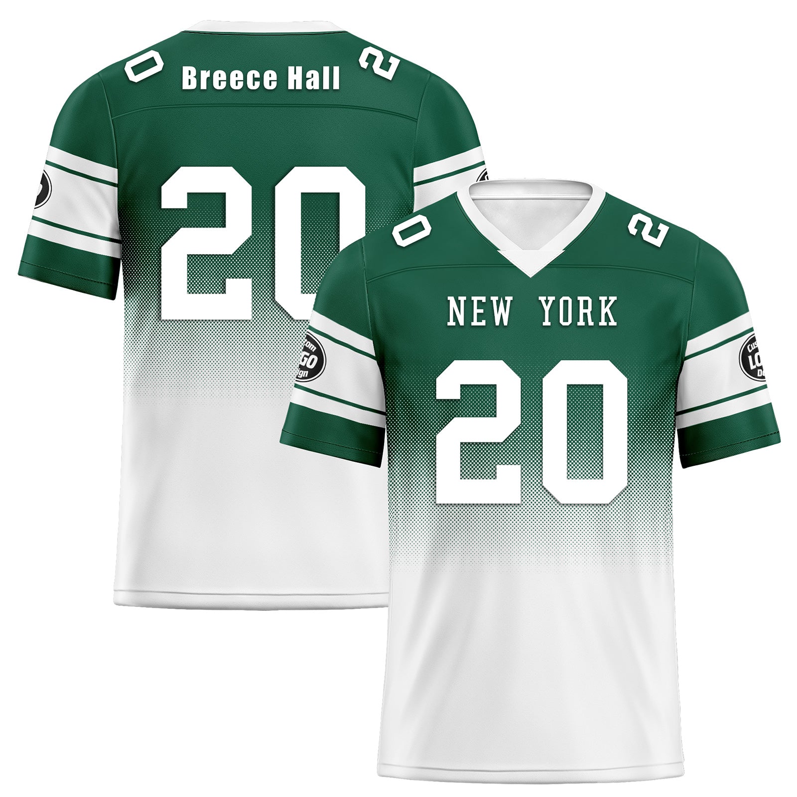 Custom Green & White New York Personalized Authentic Football Jersey FBJ02 D020249 - Perfect for NFL Games, Fan Events & Sports Collectors