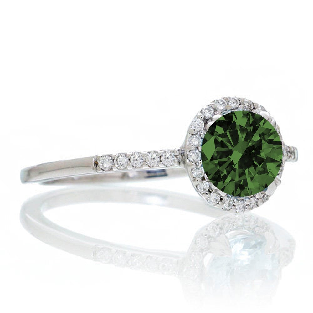 1.5 Carat Round Cut Emerald Halo Classic Moissanite Diamond Engagement Ring in 10k White Gold - Perfect for Proposals, Weddings & Anniversary Gifts