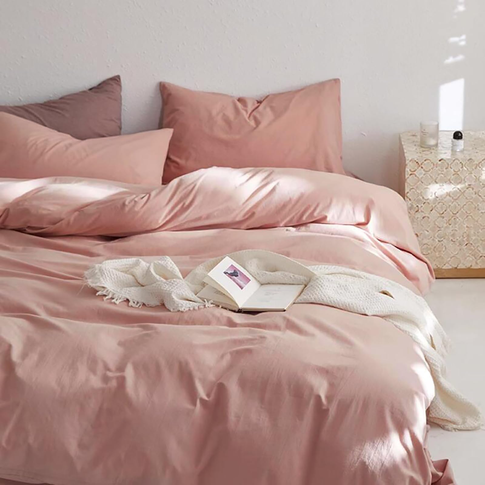 Luxlovery Blush Pink Comforter Set King - Soft Breathable Bedding for Women & Girls, Perfect for Cozy Bedrooms