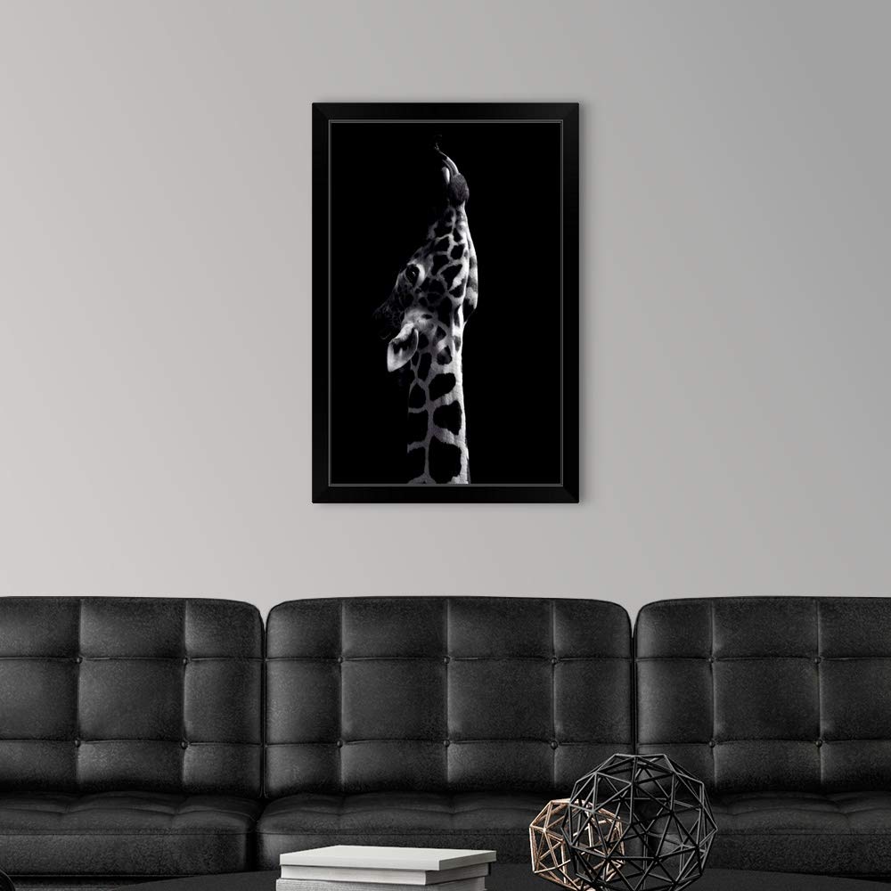 Dark Giraffe 2 Black Framed Wall Art Print - Modern Giraffe Painting for Living Room, Bedroom & Office Decor - Premium Animal Artwork for Home & Gifts