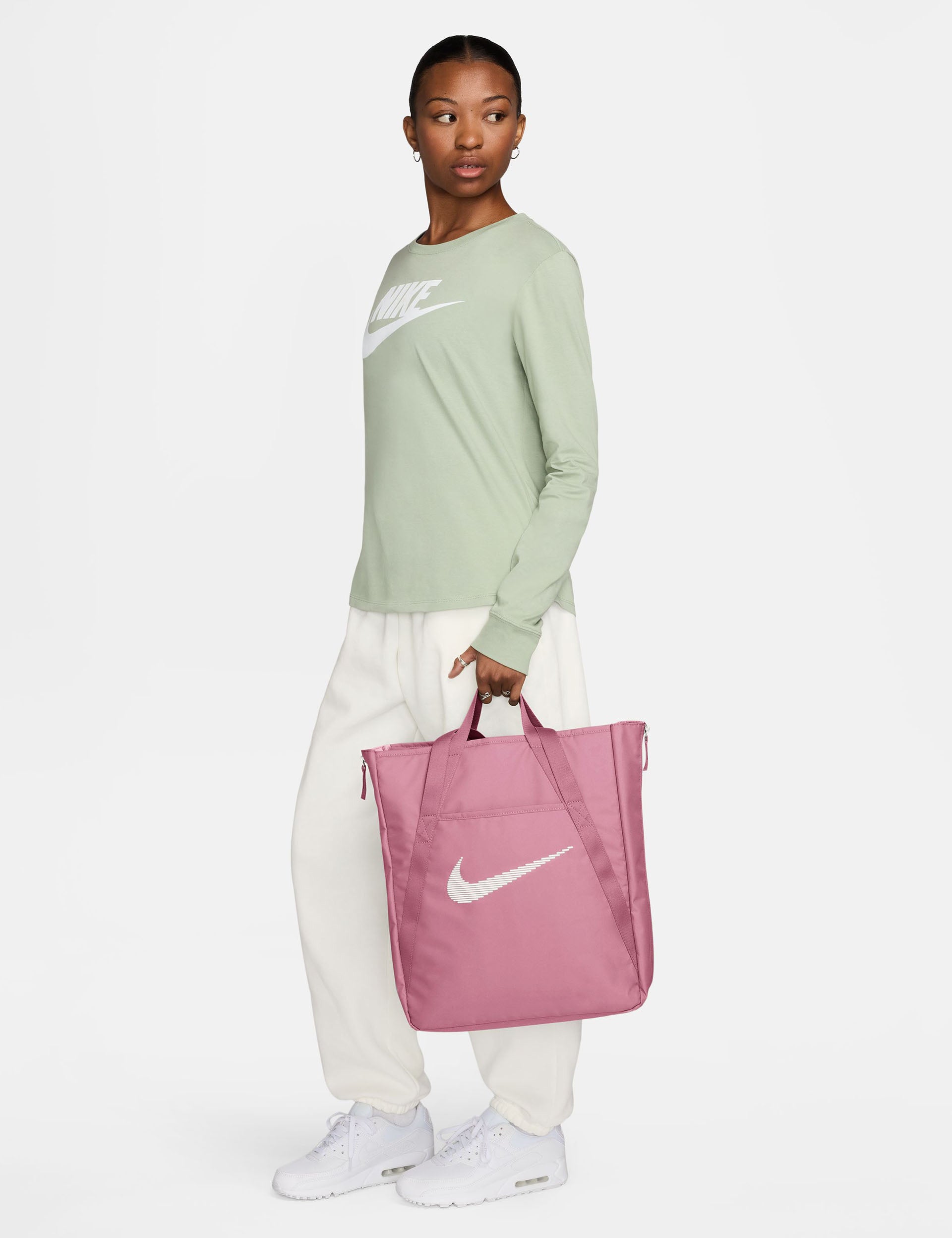 Stylish Gym Tote Bag in Elemental Pink & White - Perfect for Workouts, Yoga, and Travel | Durable Sports Duffel for Women & Men