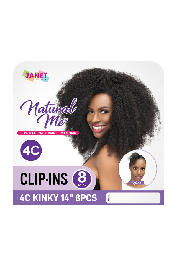 Natural Me Kinky 100% Human Hair Clip-In Extensions 14 Inch - Perfect for Protective Styles, Braids & Natural Hair Volume Boost